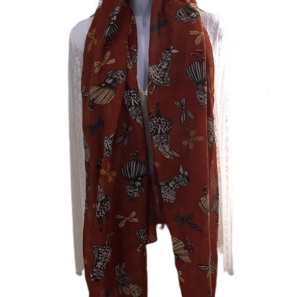 Elegant Animal Print Scarf in Rust - Picture 3 of 4